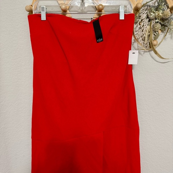NWT! Tibi Bright Orange-Red Strapless Cocktail Dress w/ Asymmetrical Hem Sz 4 - Picture 5 of 10